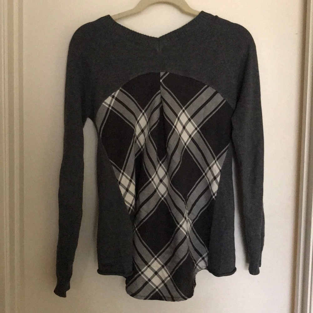 Prana organic cotton sweater- plaid back